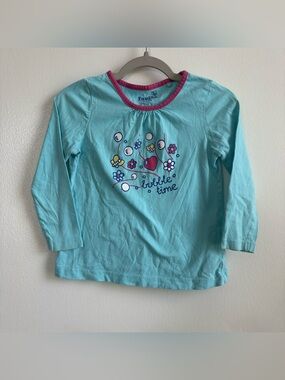 Lupilu Girls Blue Bubble Time Graphic Print T-Shirt Long Sleeve Crew Neck 2-4yrs